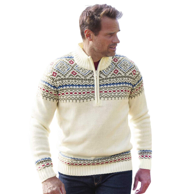 Atlas For Men Herenpatroonjumper UTAF1758_ecru large