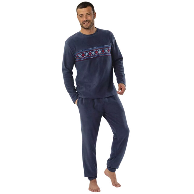 Atlas For Men Heren microfleece lange pyjama set met patroon UTAF1731_navy large