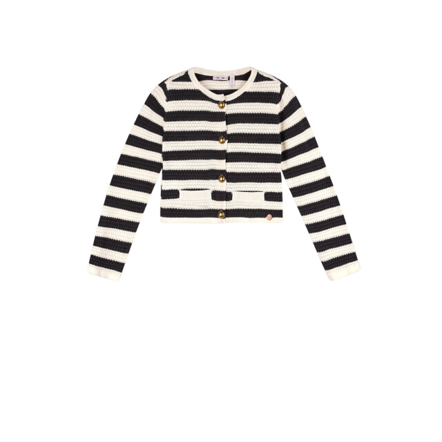 NoNo Zomer vest meisjes wit gebreid, gestreept aiko N502-5303-020 large