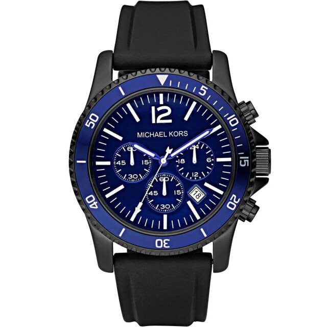 Michael Kors Gum horloge met analoge weergave 46mm Michael Kors Zwart Gum Horloge met Analoge Weergave 46MM large