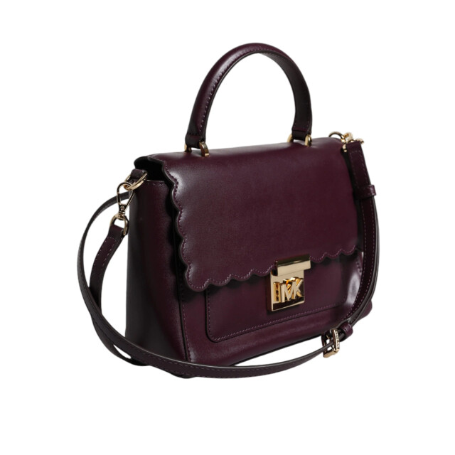 Michael Kors Leren logo plaque crossbody mindy tas Michael Kors Paarse Leren Logo Plaque Crossbody MINDY Tas large