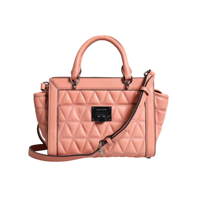 Michael Kors Quilted leren logo crossbody vivianne messenger tas Michael Kors Beige Quilted Leren Logo Crossbody VIVIANNE Messenger Tas large