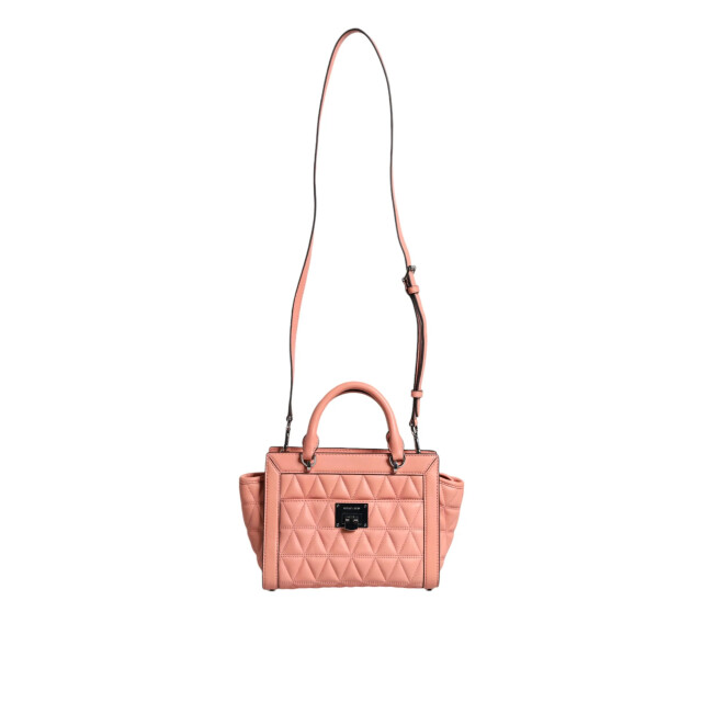 Michael Kors Quilted leren logo crossbody vivianne messenger tas Michael Kors Beige Quilted Leren Logo Crossbody VIVIANNE Messenger Tas large