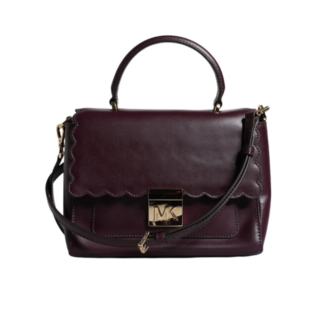 Michael Kors Leren logo plaque crossbody mindy tas Michael Kors Paarse Leren Logo Plaque Crossbody MINDY Tas large