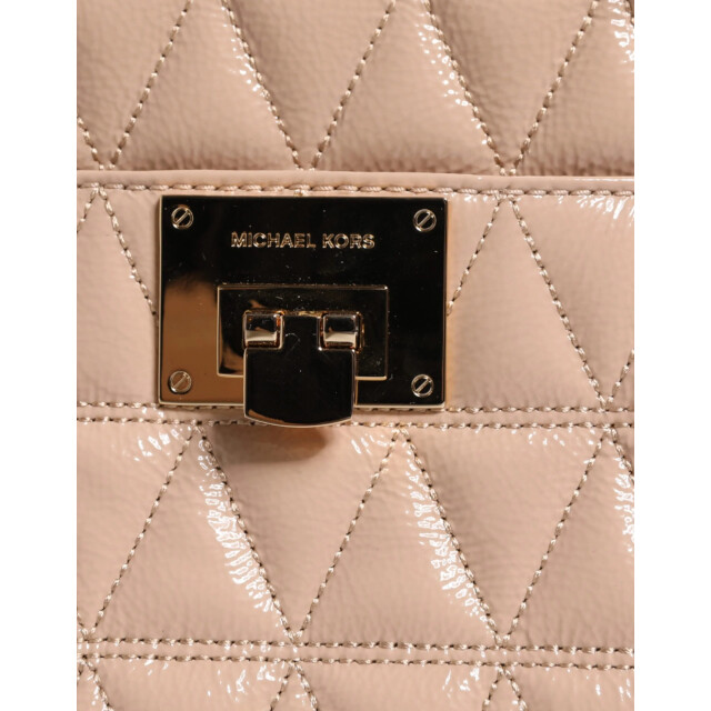 Michael Kors Quilted leren logo crossbody vivianne bag Michael Kors Beige Quilted Leren Logo Crossbody VIVIANNE Bag large