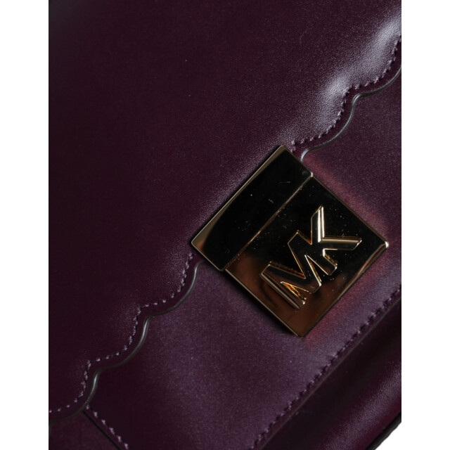 Michael Kors Leren logo plaque crossbody mindy tas Michael Kors Paarse Leren Logo Plaque Crossbody MINDY Tas large