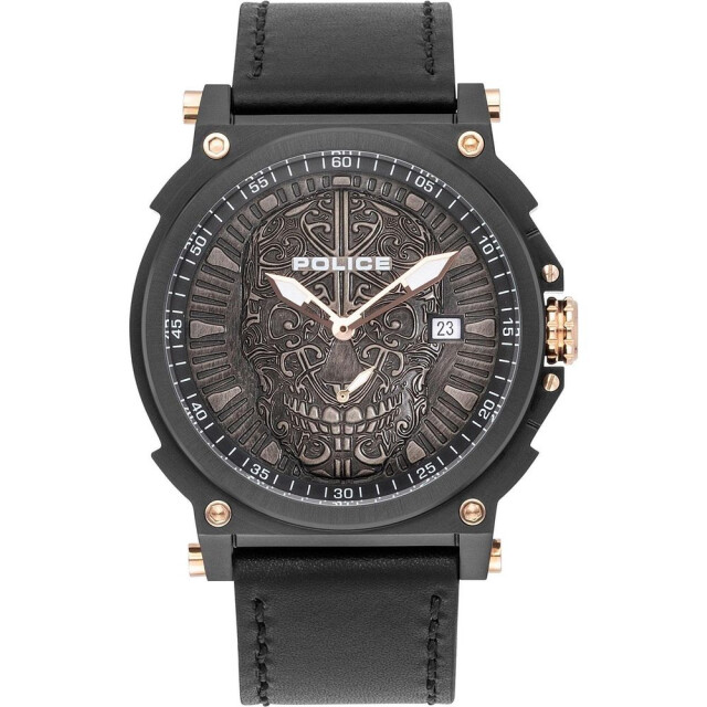 Police Leren horloge met datumfunctie 48mm Police Grijze Leren Horloge Met Datumfunctie 48mm large