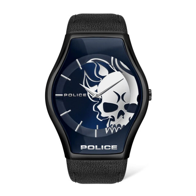 Police Leren horloge met stijlvolle 45mm wijzerplaat Police Zwarte Leren Horloge met Stijlvolle 45MM Wijzerplaat large