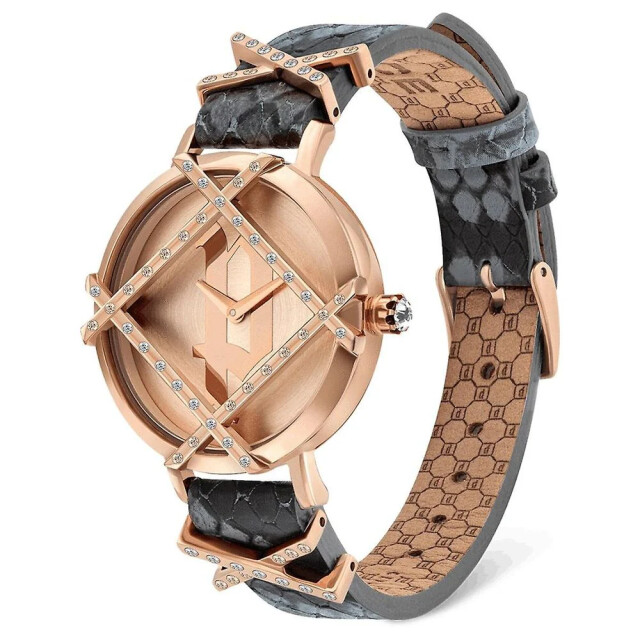 Police Politie leren horloge met roze wijzerplaat en staal Politie Grijze Leren Horloge met Roze Wijzerplaat en Staal large