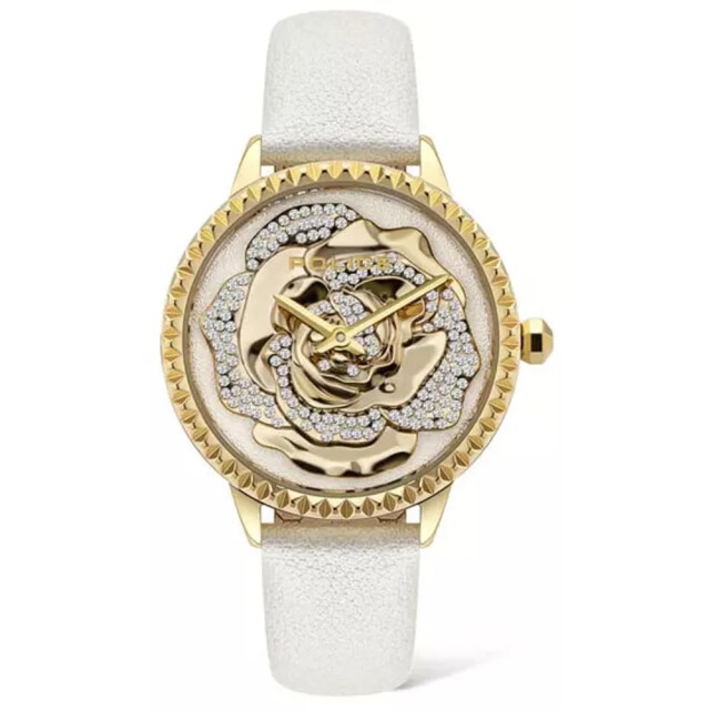 Police Te leren horloge met gouden wijzerplaat 36mm Police Witte Leren Horloge met Gouden Wijzerplaat 36MM large