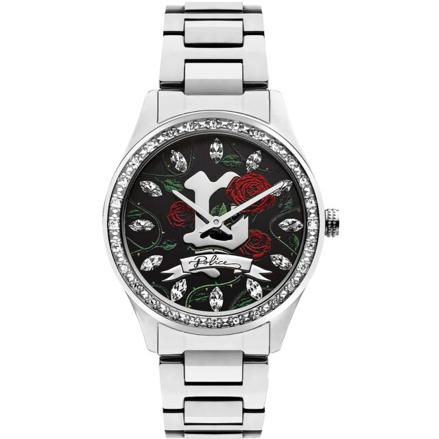 Police Rvs horloge met zwart wijzerplaat 36mm Police Grijze RVS Horloge Met Zwart Wijzerplaat 36MM large