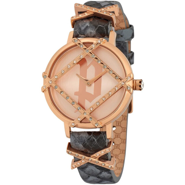 Police Politie leren horloge met roze wijzerplaat en staal Politie Grijze Leren Horloge met Roze Wijzerplaat en Staal large