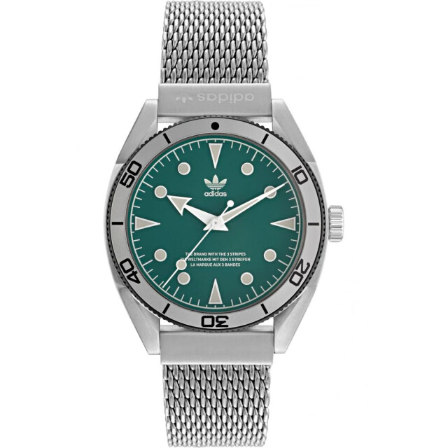 Adidas Rvs horloge met groene wijzerplaat en 10atm waterdichtheid Adidas Grijze RVS Horloge met Groene Wijzerplaat en 10ATM Waterdichtheid large