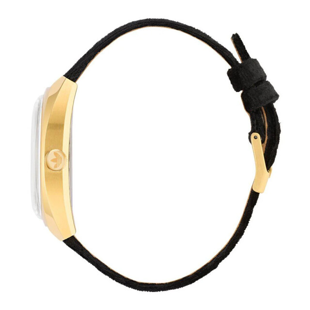 Adidas Leren horloge met gouden wijzerplaat 39mm Adidas Zwarte Leren Horloge met Gouden Wijzerplaat 39MM large