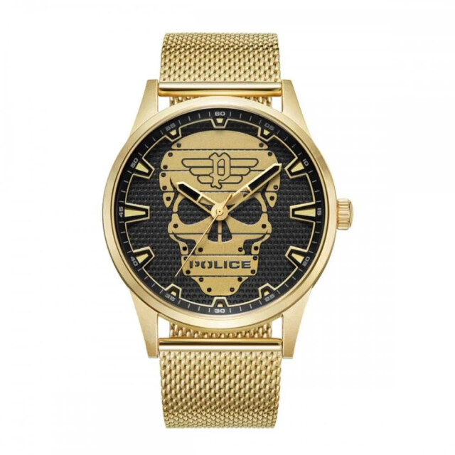 Police Rvs horloge met zwarte wijzerplaat en 5atm waterdichtheid Police Gouden RVS Horloge met Zwarte Wijzerplaat en 5ATM Waterdichtheid large