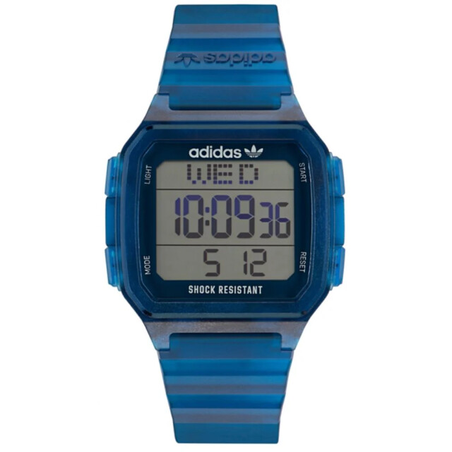 Adidas Hars horloge met digitale weergave en alarm Adidas Blauwe Hars Horloge met Digitale Weergave en Alarm large