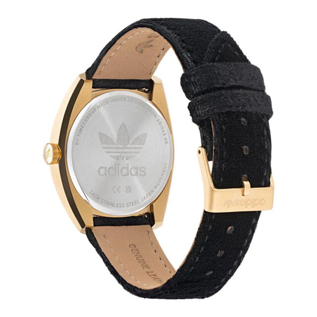 Adidas Leren horloge met gouden wijzerplaat 39mm Adidas Zwarte Leren Horloge met Gouden Wijzerplaat 39MM large