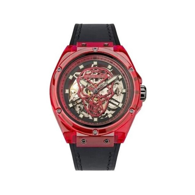 Police Siliconen horloge met rood accentuatie 44mm Police Zwarte Siliconen Horloge met Rood Accentuatie 44MM large