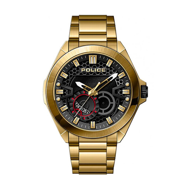 Police Rvs horloge met zwart dial en datumfunctie Police Gouden RVS Horloge met Zwart Dial en Datumfunctie large