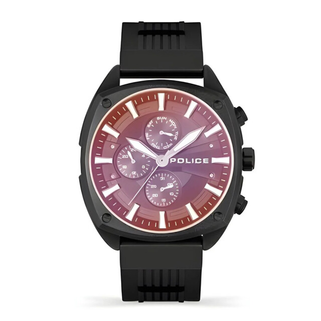 Police Siliconen horloge met datumfunctie 47mm Police Zwarte Siliconen Horloge Met Datumfunctie 47MM large