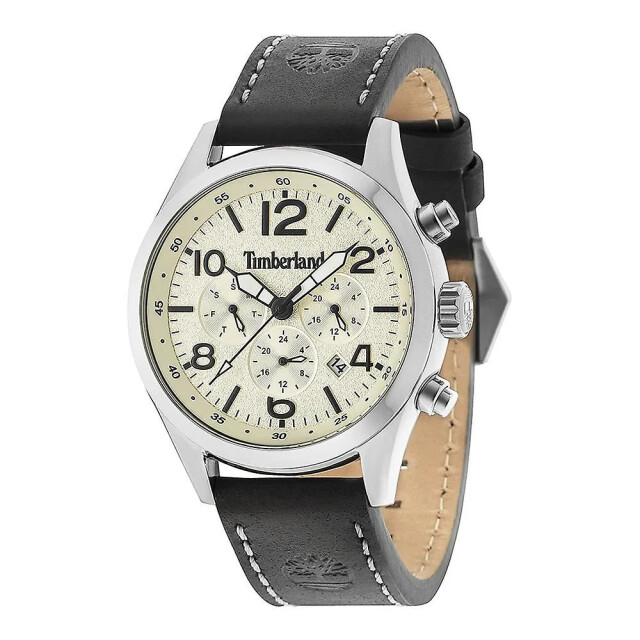 Timberland Leren horloge met geel wijzerplaat 44mm Timberland Zwarte Leren Horloge Met Geel Wijzerplaat large