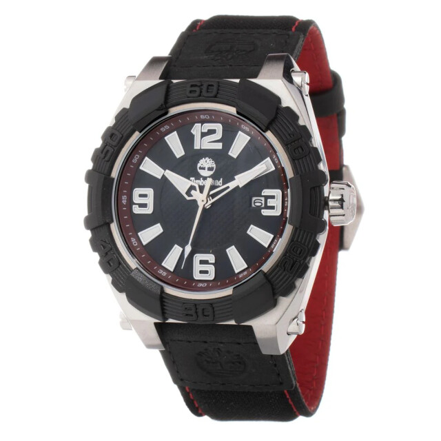 Timberland Leren horloge met analoge wijzerplaat Timberland Zwarte Leren Horloge met Analoge Wijzerplaat large