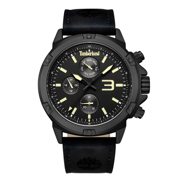Timberland Leren horloge met stalen behuizing 46mm Timberland Zwarte Leren Horloge large