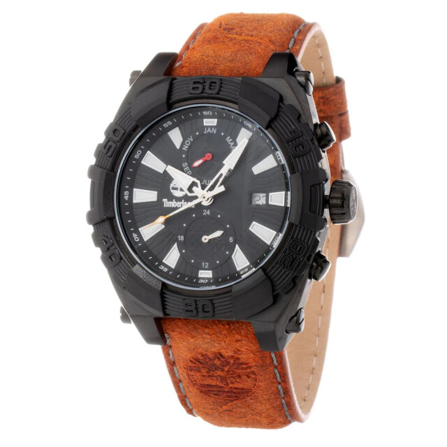 Timberland Bruine leren horloge met datumfunctie 10atm Timberland Bruine Leren Horloge large