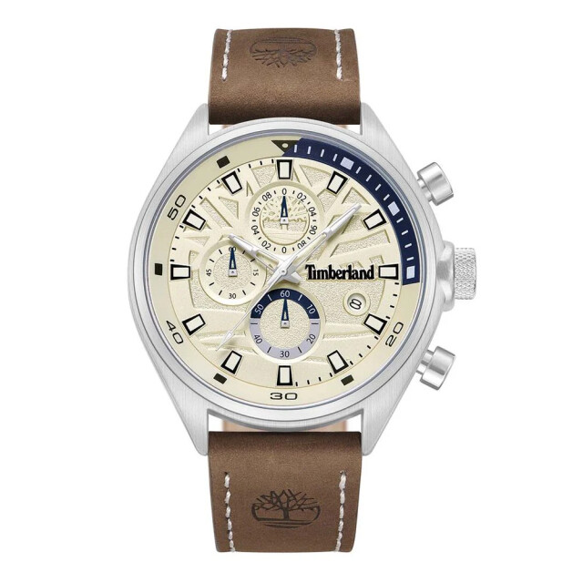 Timberland Leren horloge met grijze wijzerplaat Timberland Bruin Leren Horloge large