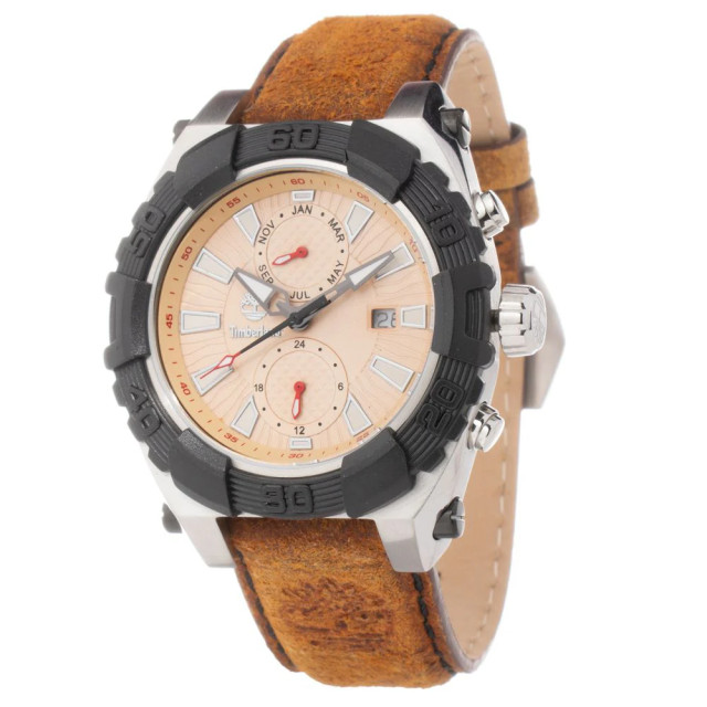 Timberland Leren horloge met 24 uur functie Timberland Bruin Leren Horloge Met 24 Uur Functie large