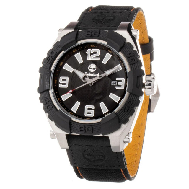Timberland Leren horloge met datumfunctie en 10atm waterdichtheid Timberland Zwart Leren Horloge large