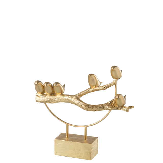 J-Line vogel op tak sokkel resine/metaal goud 35.5x11x33cm 3009531 large