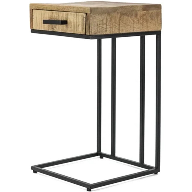 Vtw Living Bijzettafel met lade mangohout industrieel 30 x 30 x 50 cm 3065071 large