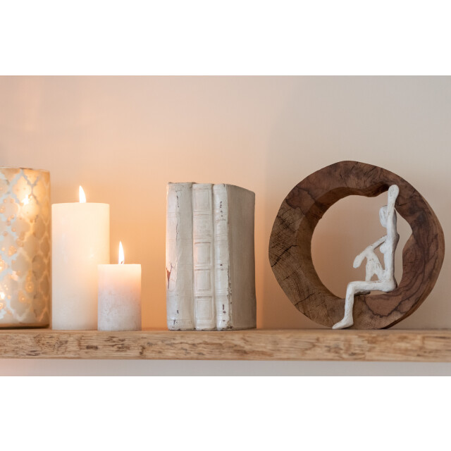J-Line figuur rustend hout metaal /wit assortiment van 2 23.5x7x22cm 3066119 large