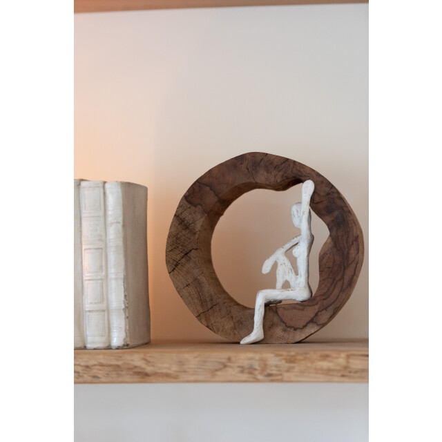 J-Line figuur rustend hout metaal /wit assortiment van 2 23.5x7x22cm 3066119 large