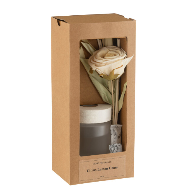 J-Line geurolie+bloem glas 11.5x8.5x27cm 3066140 large