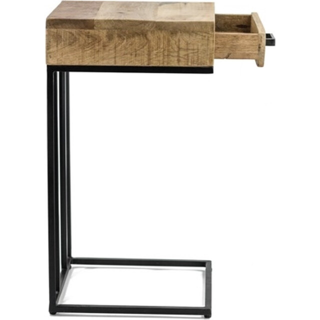 Vtw Living Bijzettafel met lade mangohout industrieel 30 x 30 x 50 cm 3065071 large