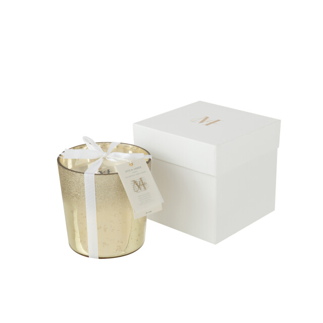 J-Line geurkaars m-chic glas goud medium 15.5x15.5x15.5cm 3066094 large