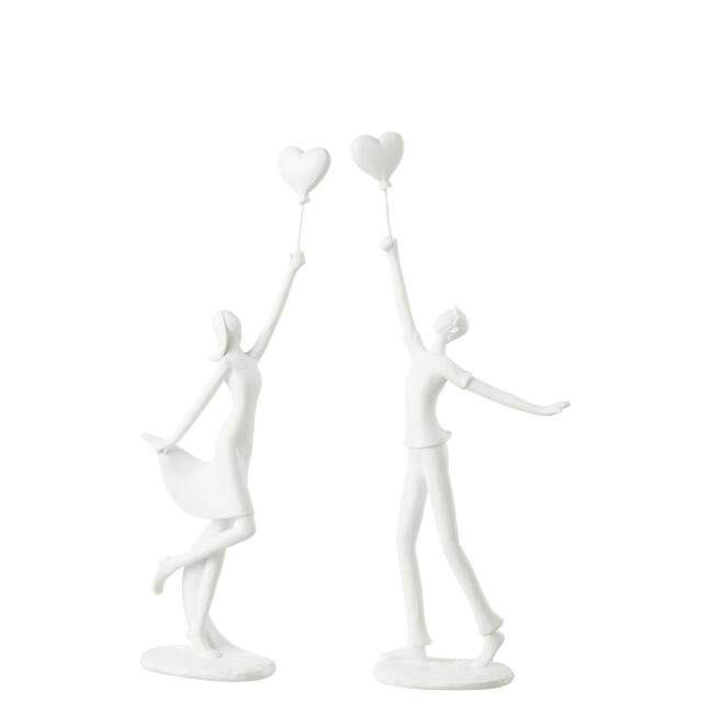 J-Line vrouw en man hart ballon poly assortment van 2 13.5x5.5x33cm 3066120 large