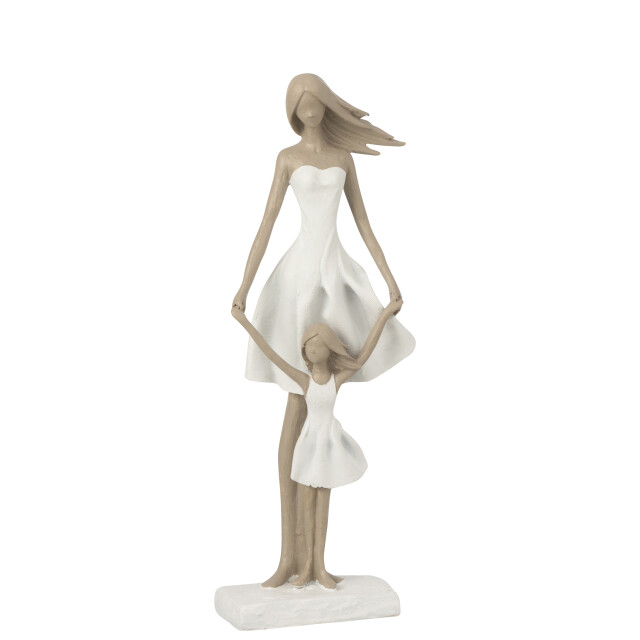 J-Line moeder met dochter poly /taupe l 15.5x10x45cm 3065606 large