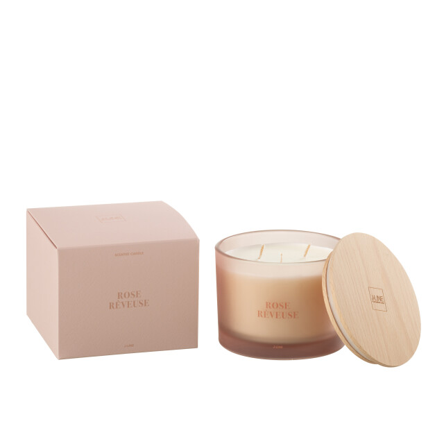 J-Line geurkaars accords essentiels rose rêveuse-28h 11.5x11.5x10cm 3066129 large