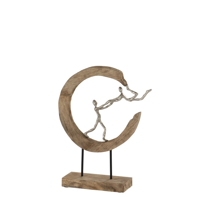 J-Line figuur pareja vliegen halve maan mangohout/aluminium /zilver - 3065610 large