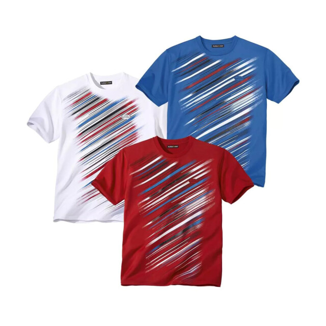 Atlas For Men Heren sport t-shirt (pak van 3) UTAF657_redwhiteblue large