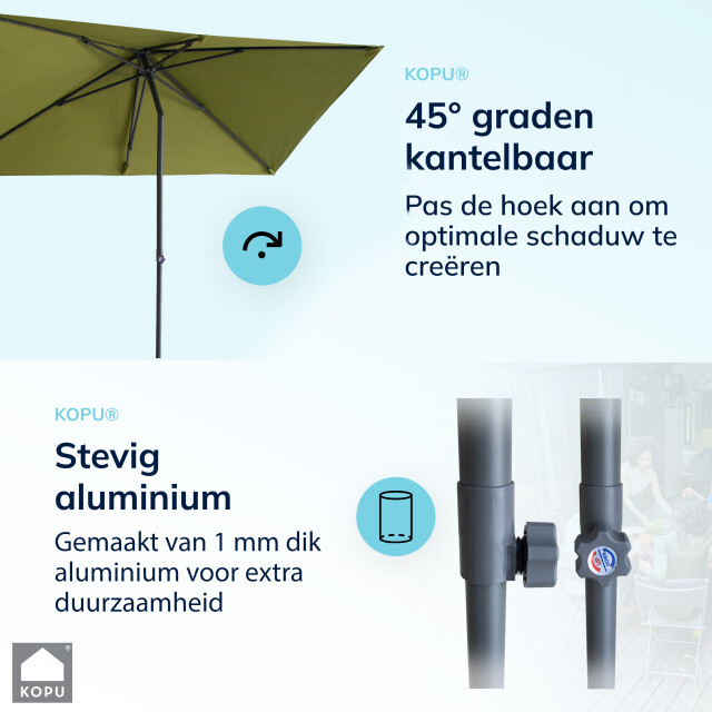 Kopu ® leon parasol rechthoek 150x250cm met hoes en voet balkonparasol olijf 2938330 large