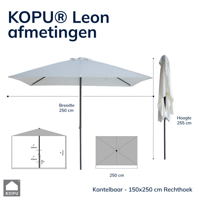 Kopu ® leon parasol rechthoek 150x250 cm met hoes en voet creme 2938260 large