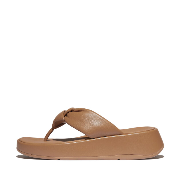 FitFlop F-mode knot soft-leather flatform toe-post sandals IY1 large