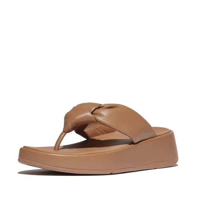 FitFlop F-mode knot soft-leather flatform toe-post sandals IY1 large