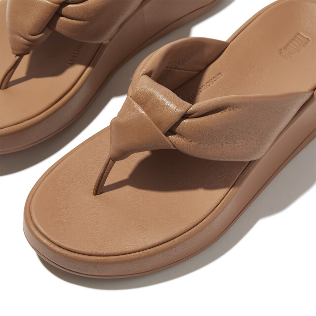 FitFlop F-mode knot soft-leather flatform toe-post sandals IY1 large