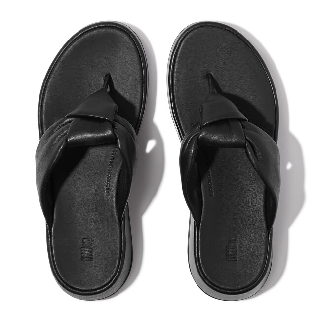FitFlop F-mode knot soft-leather flatform toe-post sandals IY1 large