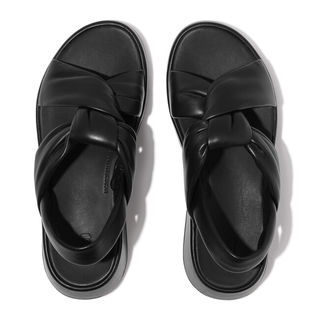 FitFlop F-mode knot soft-leather flatform b/strap sandals IX9 large